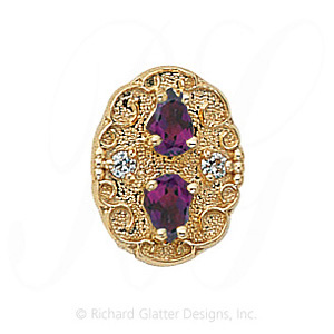GS177 AMY/D - 14 Karat Gold Slide with Amethyst center and Diamond accents 
